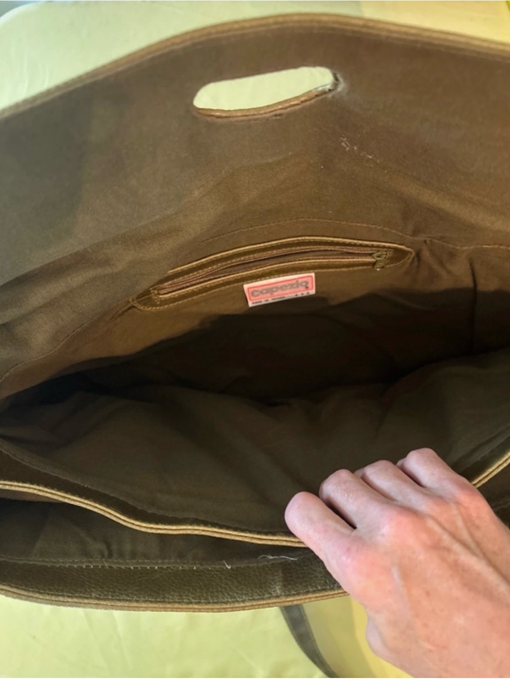 Capezio - Green Leather Tote Bag - Structured Everyday Carry - Picture 5 of 6